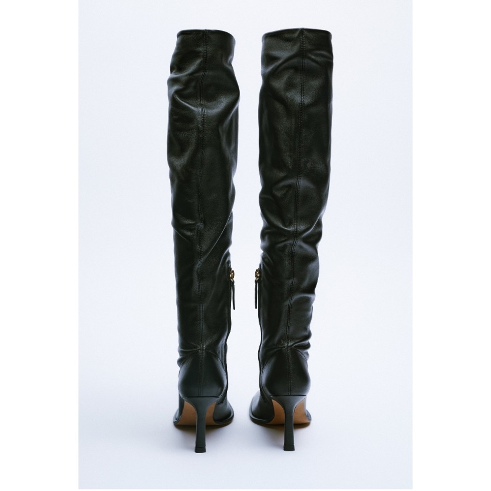 ZARA HEELED LEATHER BOOTS MADE IN SPAIN - Picture 6 of 14